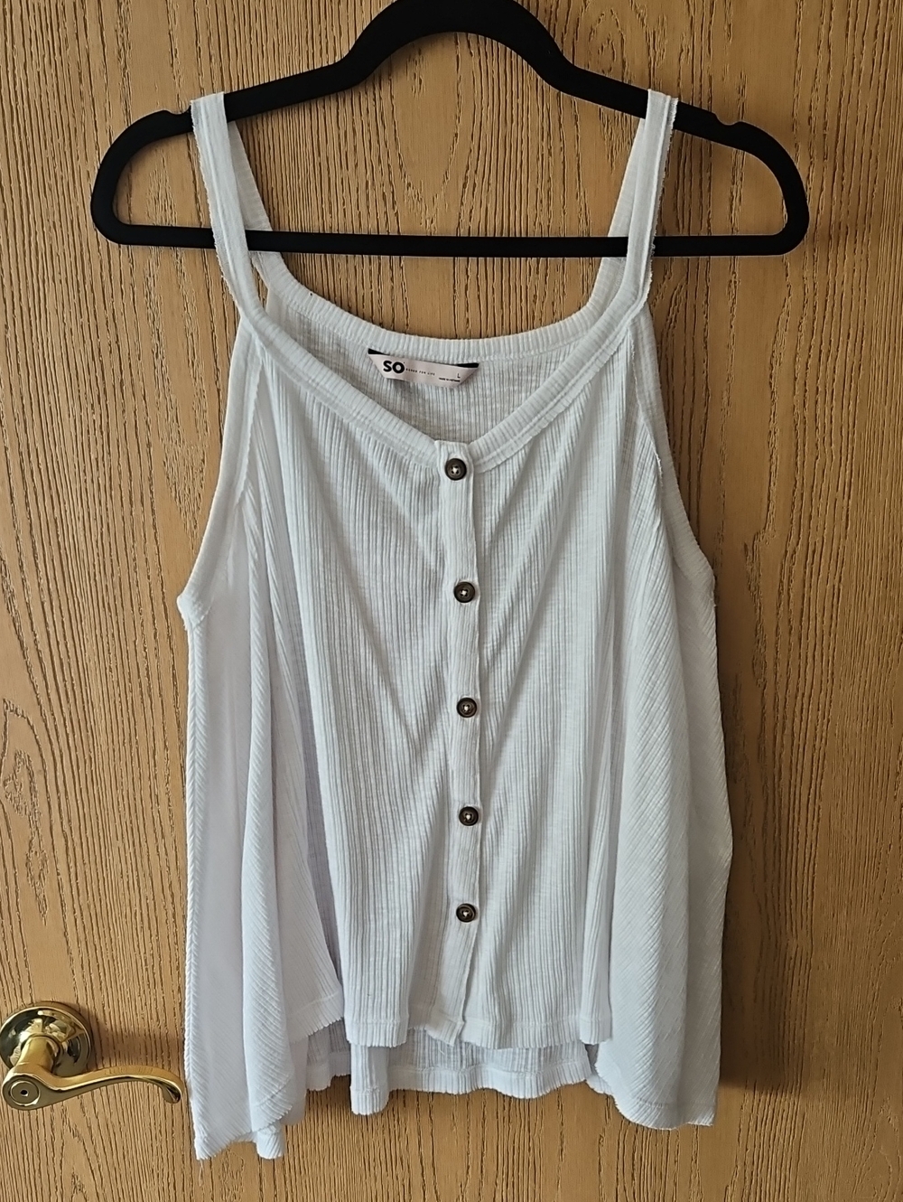 SO White Ribbed Button-Front Women's Tank - Picture 1 of 6